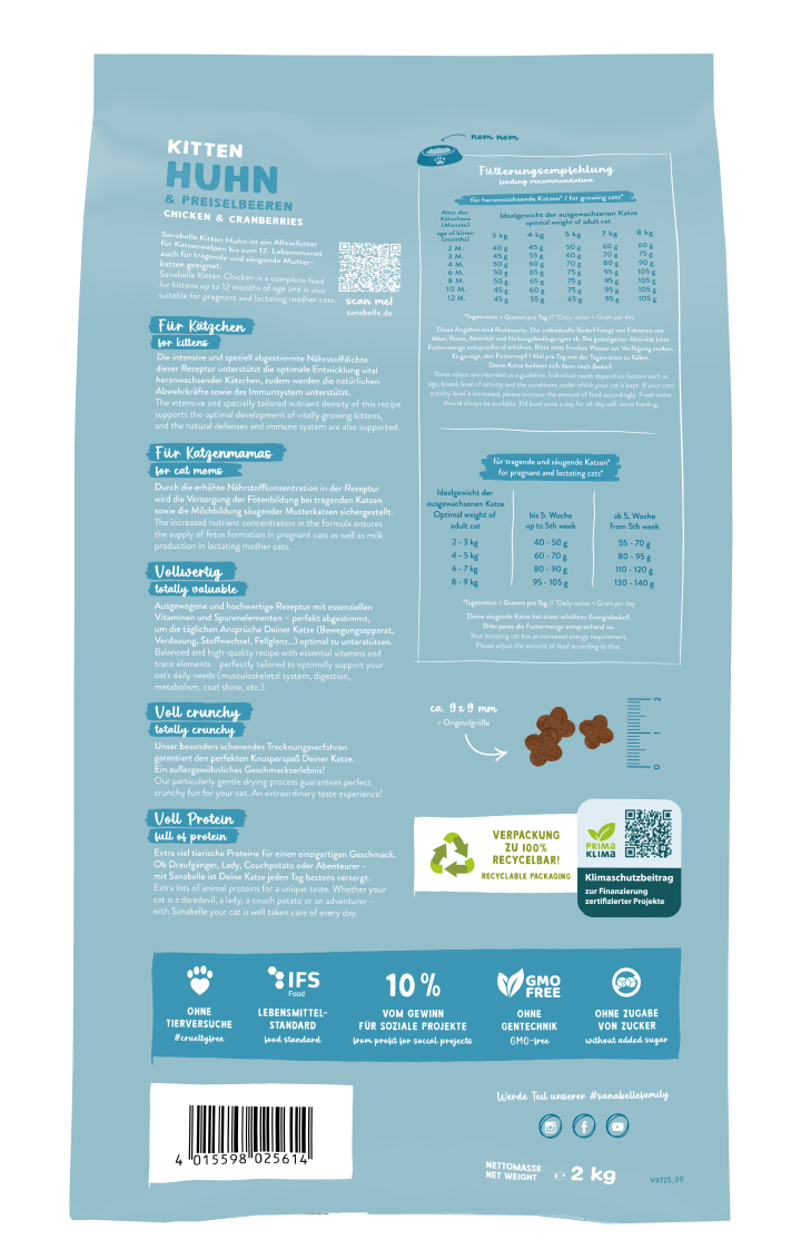 Sanabelle Katzen-Trockenfutter Kitten Huhn